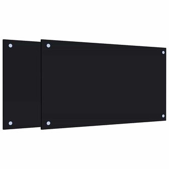 Spatschermen keuken 2 st 70x40 cm gehard glas zwart 2