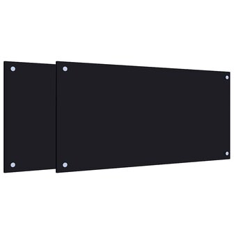 Spatschermen keuken 2 st 80x40 cm gehard glas zwart 2