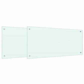 Keuken Spatscherm 2 pcs Wit 90 x 40 cm gehard glas 2