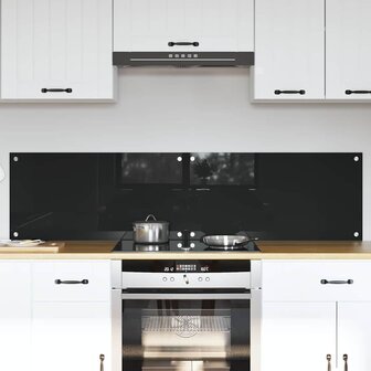 Keuken Achterwand 2 pcs Zwart 80 x 40 cm gehard glas 1