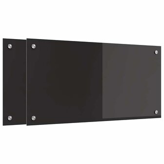 Keuken Achterwand 2 pcs Zwart 80 x 40 cm gehard glas 2