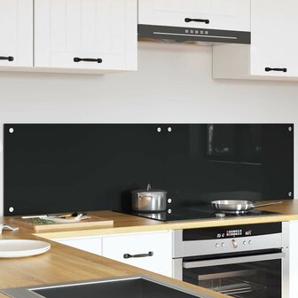 Keuken Achterwand 2 pcs Zwart 80 x 40 cm gehard glas 3