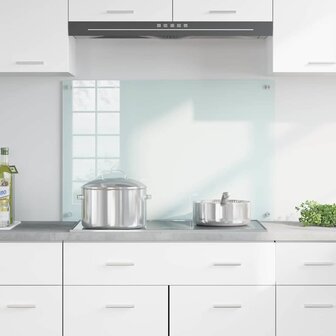 Keuken Achterwand Wit 90 x 60 cm gehard glas 3