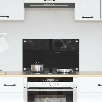 Keuken Achterwand Zwart 70 x 40 cm gehard glas 1