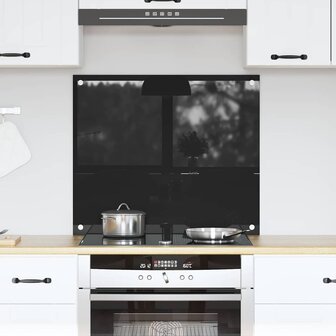 Keuken Achterwand Zwart 70 x 60 cm gehard glas 1