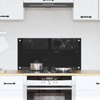 Keuken Achterwand Zwart 80 x 40 cm gehard glas 1