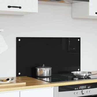 Keuken Achterwand Zwart 80 x 40 cm gehard glas 3