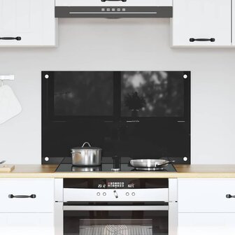 Keuken Achterwand Zwart 80 x 50 cm gehard glas 1