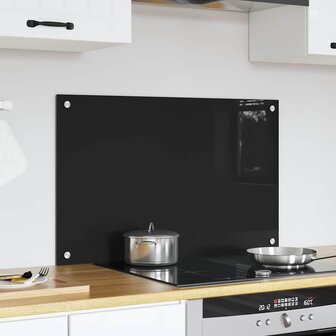 Keuken Achterwand Zwart 80 x 50 cm gehard glas 3