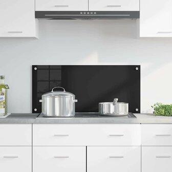 Keuken Achterwand Zwart 90 x 40 cm gehard glas 3
