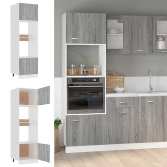 Magnetronkast Lyon 60x57x207 cm bewerkt hout grijs sonoma eiken 1