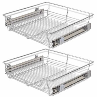 Draadmanden uittrekbaar 2 st 600 mm zilverkleurig 2