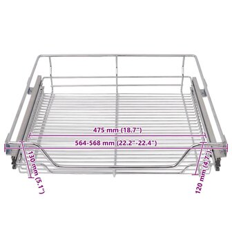 Draadmanden uittrekbaar 2 st 600 mm zilverkleurig 8