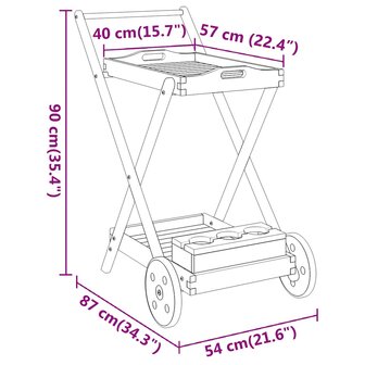Serveerwagen 54x87x90 cm massief acaciahout 8