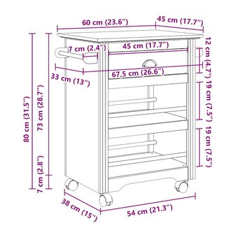 Keukentrolley BODO 67,5x45x80 cm wit 9