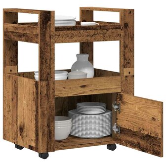 Keukentrolley Oud hout 60 x 45 x 80 cm Bewerkt hout 3