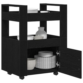 Keukentrolley Zwart eiken 60 x 45 x 80 cm Bewerkt hout 3