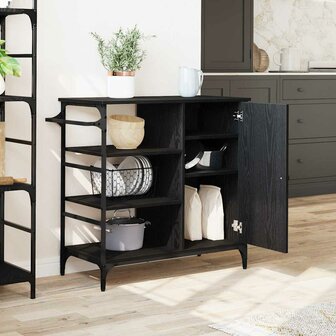 Keukentrolley Zwart Eiken 87.5 x 39 x 84.5 cm Bewerkt hout 4