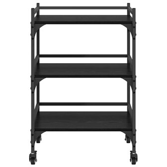 Keukentrolley Zwart Eiken 50 x 35 x 75.5 cm Bewerkt hout 6