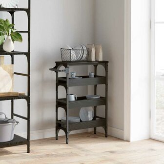 Keukentrolley Zwart Eiken 53 x 20 x 76 cm Bewerkt hout 4