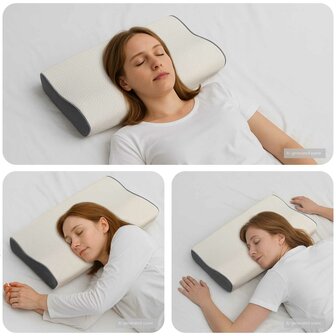 Hoofdkussen met kussen Wit 60 x 34 x 11 cm Polyester 1