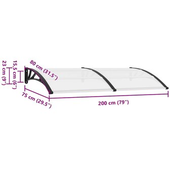Deurluifel 200x75 cm PC zwart en transparant 8