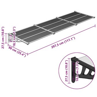Deurluifel 297,5x90 cm polycarbonaat zwart en transparant 6