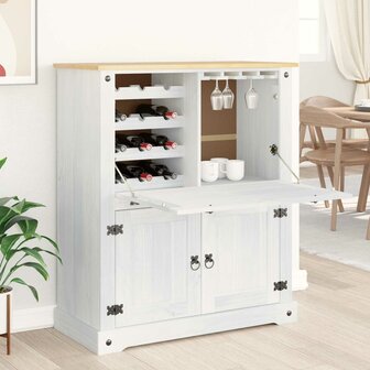 Wijnkast Wit 97 x 45 x 114 cm Massief grenenhout 1