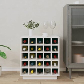 Wijnkast 55,5x34x61 cm massief grenenhout wit 3