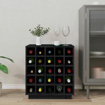 Wijnkast 55,5x34x61 cm massief grenenhout zwart 3