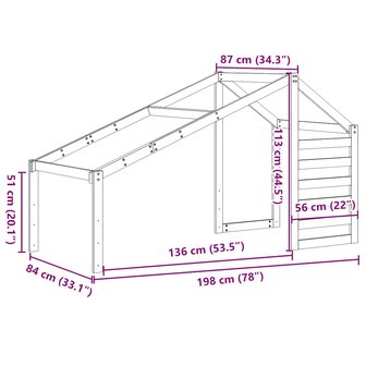 Kinderbedhuisje 198x87x113 cm massief grenenhout wit 9