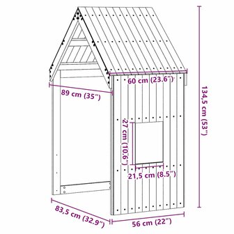 Kinderbedhuisje 60x89x134,5 cm massief grenenhout wit 9