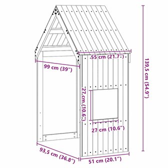 Kinderbedhuisje 55x99x139,5 cm massief grenenhout 9
