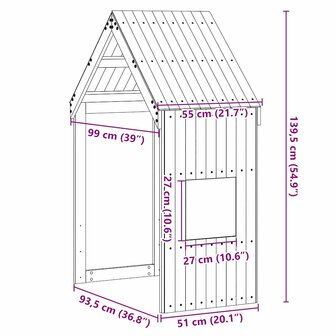 Kinderbedhuisje 55x99x139,5 cm massief grenenhout wit 9