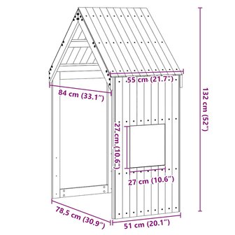 Kinderbedhuisje 55x84x132 cm massief grenenhout 9
