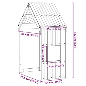 Kinderbedhuisje 55x84x132 cm massief grenenhout wit 9