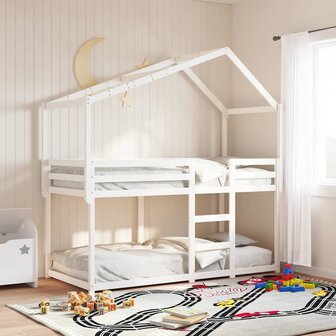 Kinderbedhuisje 213x95,5x144,5 cm massief grenenhout wit 1