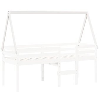 Kinderbedhuisje 199x95,5x88 cm massief grenenhout wit 3