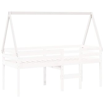 Kinderbedhuisje 199x80,5x88 cm massief grenenhout wit 3