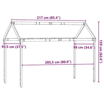 Kinderbedhuisje 217x95,5x159 cm massief grenenhout wit 9