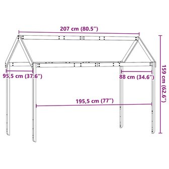 Kinderbedhuisje 207x95,5x159 cm massief grenenhout wasbruin 9