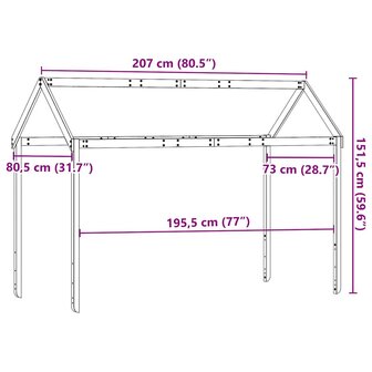 Kinderbedhuisje 207x80,5x151,5 cm massief grenenhout 9
