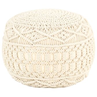 Poef macram&eacute; handgemaakt 45x30 cm katoen 1