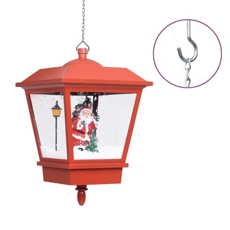 Kersthanglamp met LED-lamp en kerstman 27x27x45 cm rood 2