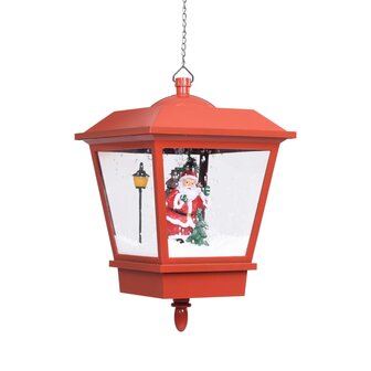 Kersthanglamp met LED-lamp en kerstman 27x27x45 cm rood 3