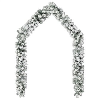 Kerstslinger met sneeuw 5 m PVC groen 3