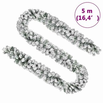 Kerstslinger met sneeuw 5 m PVC groen 6