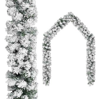 Kerstslinger met sneeuw 20 m PVC groen 1