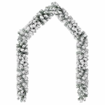 Kerstslinger met sneeuw 20 m PVC groen 2