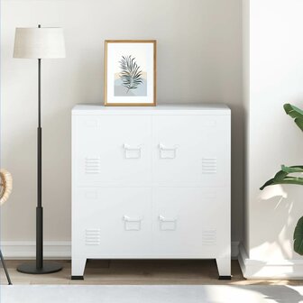 Opbergkast industrieel 75x40x80 cm staal wit 1